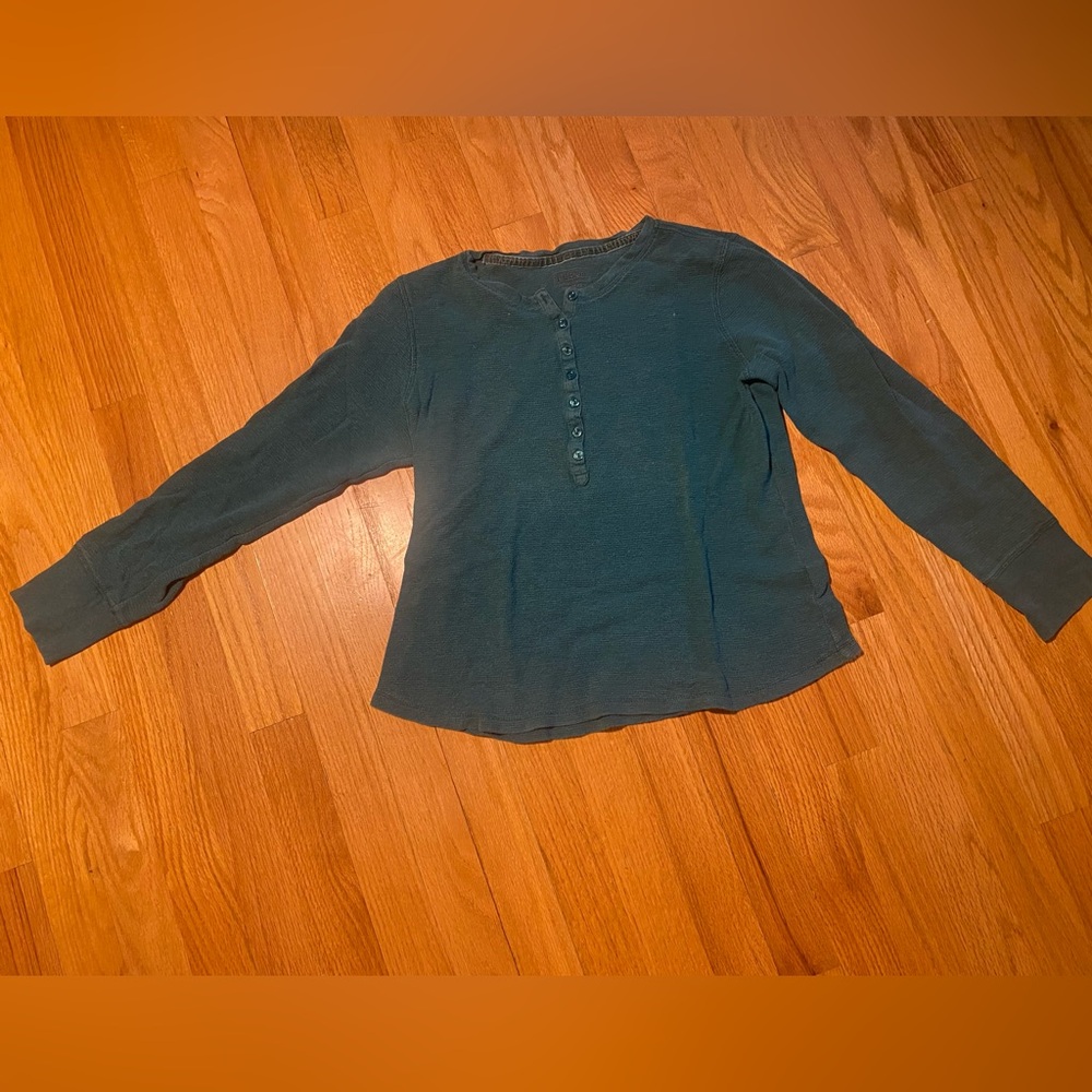 Teal Waffle Knit Henley Top